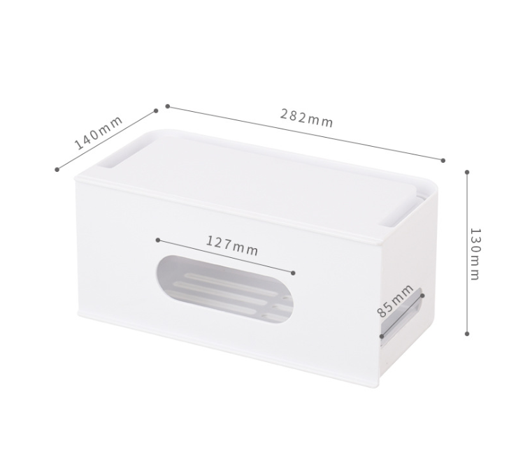 Storage Box and Cable Organizer with Power Strip Protection